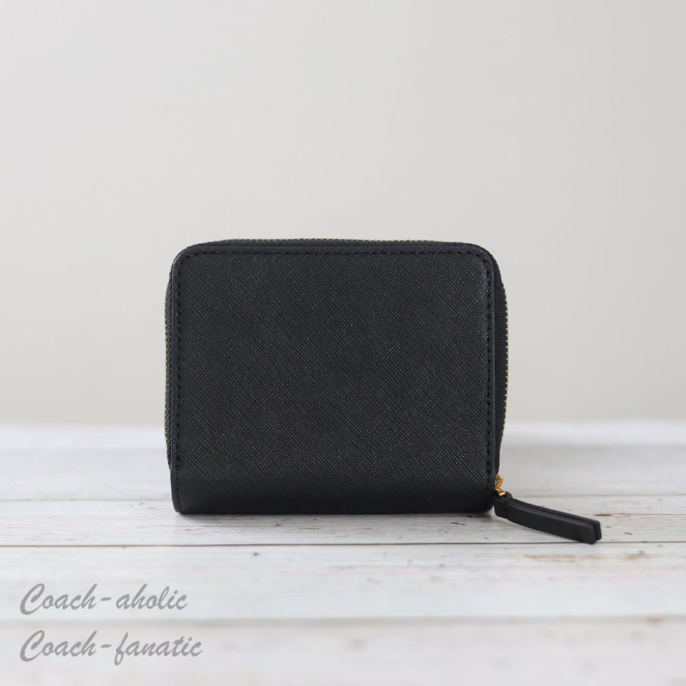NWT Tory Burch Emerson Saffiano Leather Mini Wallet in Black - Picture 2 of 10